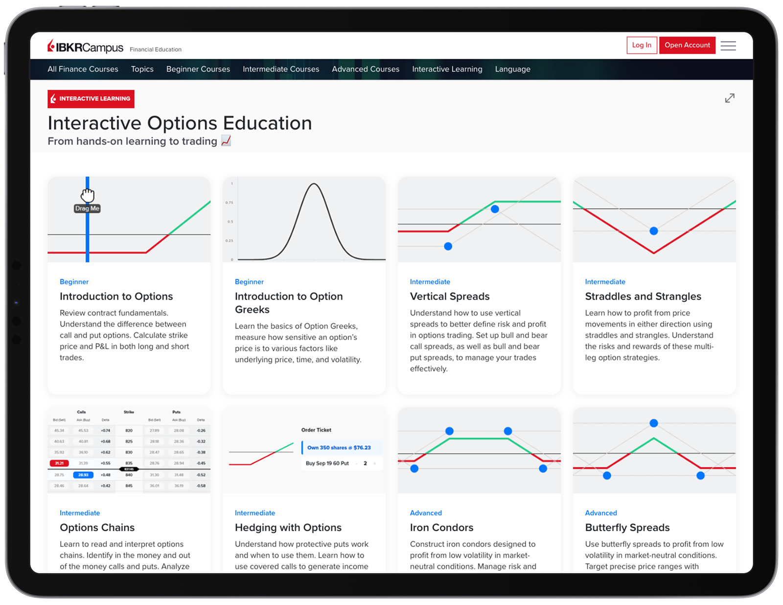 iPad showing ARC Campus with Options Education