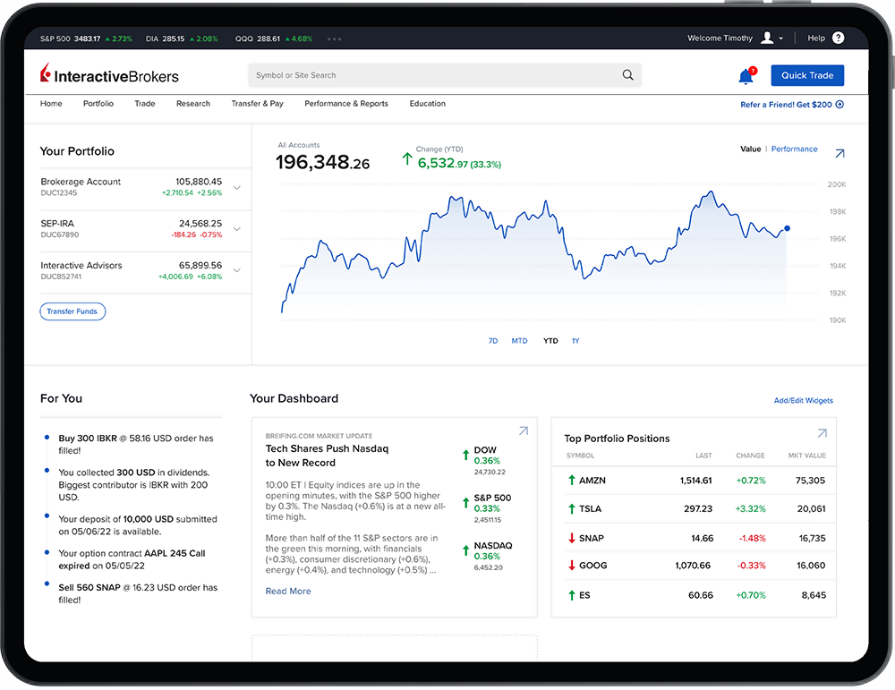 Portal do cliente da ARC em um tablet